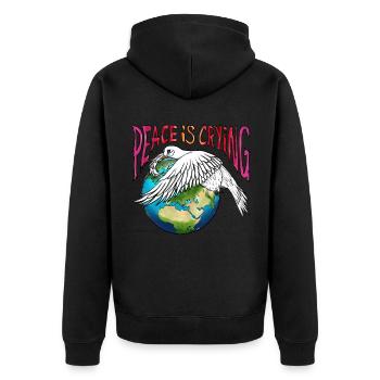 The Dove of Peace Weeps And Holds The Earth - Unisex Premium Organic Zip Hoodie - black - Back - Nico (187cm)