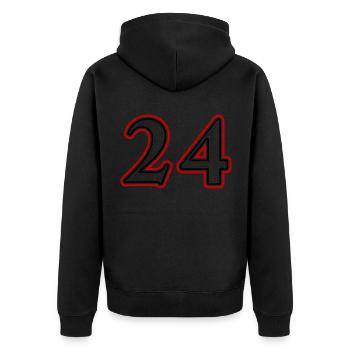 24 Number number - Unisex Premium Organic Zip Hoodie - black - Back - Nico (187cm)