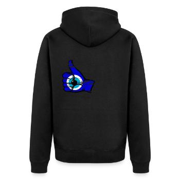Nazar alles klar Symbol used - Unisex Premium Bio Zip Hoodie - Schwarz - Hinten - Nico (187cm)