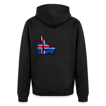 Island Flagge alles klar Symbol - Unisex Premium Bio Zip Hoodie - Schwarz - Hinten - Nico (187cm)