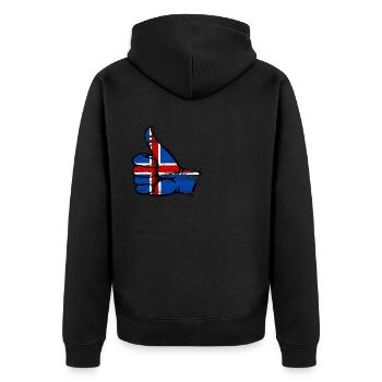 Island Flagge alles klar Symbol used - Unisex Premium Bio Zip Hoodie - Schwarz - Hinten - Nico (187cm)