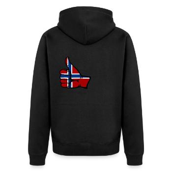 Norwegen Flagge alles klar Symbol - Unisex Premium Bio Zip Hoodie - Schwarz - Hinten - Nico (187cm)