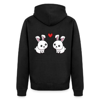 Rabbit Comic Couple Love - Unisex Premium Organic Zip Hoodie - black - Back - Nico (187cm)
