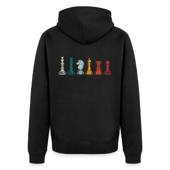 Échecs rétro des pièces d'échecs - Veste à capuche bio Premium Unisexe - noir - Dos - Nico (187cm)