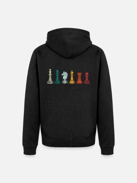 Retro chess pieces chess - Unisex Premium Organic Zip Hoodie - black