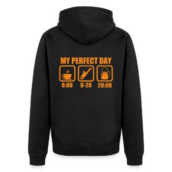 Holz Machen Kettensägen & Holzfäller Geschenk - Unisex Premium Bio Zip Hoodie - Schwarz - Hinten - Nico (187cm)