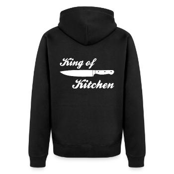 Chefkoch & Küchen Hobby Koch Geschenke - Unisex Premium Bio Zip Hoodie - Schwarz - Hinten - Nico (187cm)