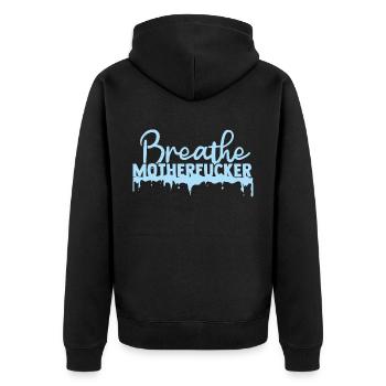 Cold Showers Eisbade Atemkontrolle Atmung - Unisex Premium Bio Zip Hoodie - Schwarz - Hinten - Nico (187cm)