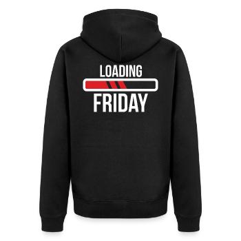 Loading Friday Finally weekend - Unisex Premium Organic Zip Hoodie - black - Back - Nico (187cm)