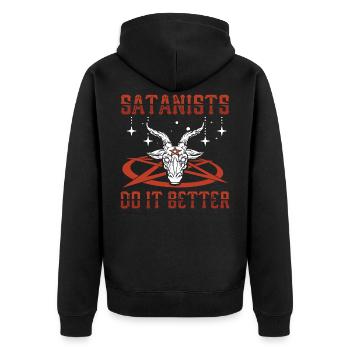 Les satanistes font mieux | Satanisme Cadeaux - Veste à capuche bio Premium Unisexe - noir - Dos - Nico (187cm)