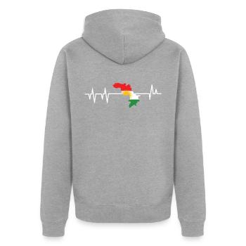 Kurdistan - Veste à capuche bio Premium Unisexe - gris chiné - Dos - Nico (187cm)