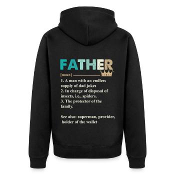 Papa Vater Vatertag - Unisex Premium Bio Zip Hoodie - Schwarz - Hinten - Nico (187cm)
