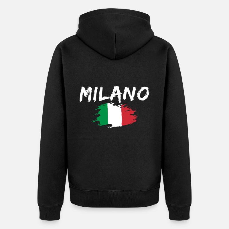 Milan, Italie, Drapeau, Milan - Veste à capuche bio Premium Unisexe - noir