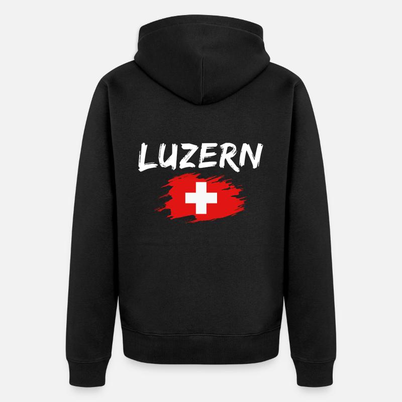 Lucerne Suisse Drapeau - Veste à capuche bio Premium Unisexe - noir