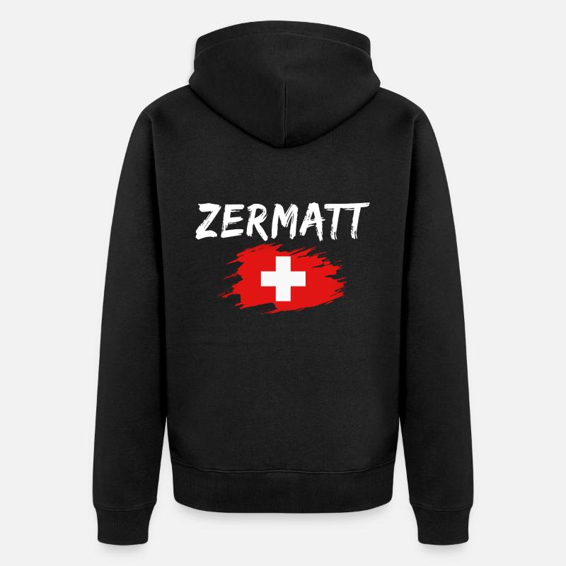 Zermatt Suisse Drapeau - Veste à capuche bio Premium Unisexe - noir