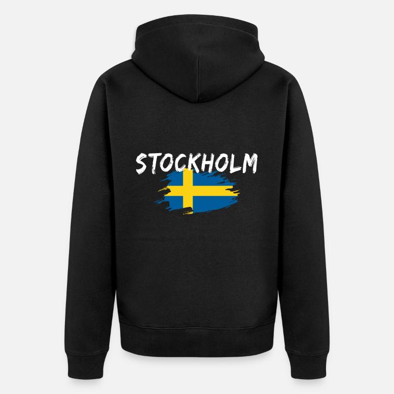 Stockholm Drapeau Suède - Veste à capuche bio Premium Unisexe - noir