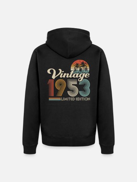 Vintage 1953 Vintage Retro Regalo di compleanno - Felpa con cappuccio ecologica premium unisex - nero