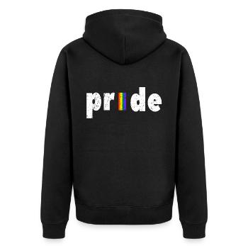 Gay Pride - Unisex Premium Bio Zip Hoodie - Schwarz - Hinten - Nico (187cm)