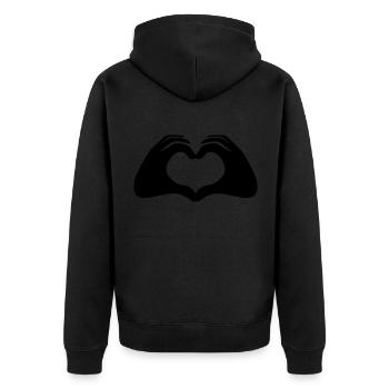 Symbole du cœur des mains - Veste à capuche bio Premium Unisexe - noir - Dos - Nico (187cm)