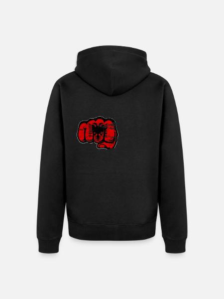 Drapeau de l’Albanie poing utilisé - Veste à capuche bio Premium Unisexe - noir