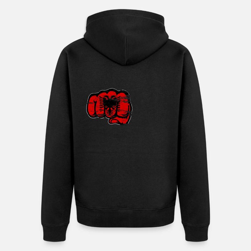 Drapeau de l’Albanie poing utilisé - Veste à capuche bio Premium Unisexe - noir