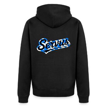 Servus - Unisex Premium Organic Zip Hoodie - black - Back - Nico (187cm)