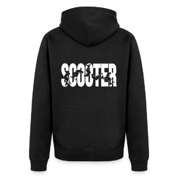 Vintage Stunt Scooter Tretroller Skater Geschenk - Unisex Premium Bio Zip Hoodie - Schwarz - Hinten - Nico (187cm)