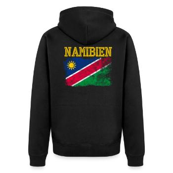 Namibia - Unisex Premium Bio Zip Hoodie - Schwarz - Hinten - Nico (187cm)