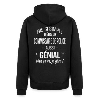 Commissaire de police - Veste à capuche bio Premium Unisexe - noir - Dos - Nico (187cm)