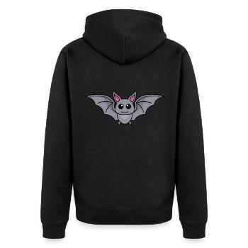 Fledermaus Comic Tier - Unisex Premium Bio Zip Hoodie - Schwarz - Hinten - Nico (187cm)