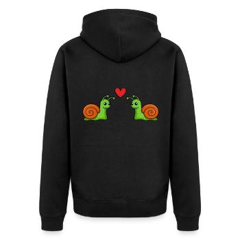 Schnecke Comic Paar liebe - Unisex Premium Bio Zip Hoodie - Schwarz - Hinten - Nico (187cm)