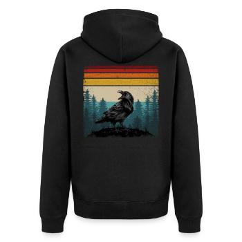 Couleurs rétro corbeau corbeau oiseau corbeau corbeau - Veste à capuche bio Premium Unisexe - noir - Dos - Nico (187cm)