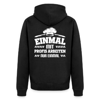 Coole Hobby Koch Chefkoch Küchen Geschenke - Unisex Premium Bio Zip Hoodie - Schwarz - Hinten - Nico (187cm)