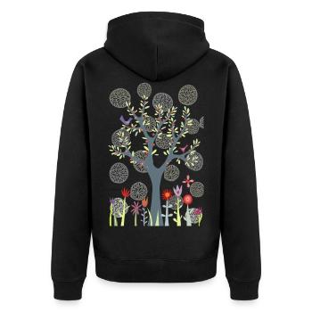 The Garden - Unisex Premium Organic Zip Hoodie - black - Back - Nico (187cm)