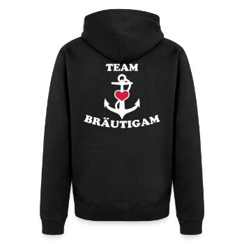 Team Bräutigam LOVE LIEBE - Unisex Premium Bio Zip Hoodie - Schwarz - Hinten - Nico (187cm)