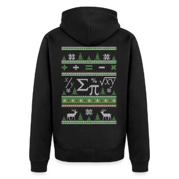 Mathematiker Ugly Christmas - Unisex Premium Bio Zip Hoodie - Schwarz - Hinten - Nico (187cm)