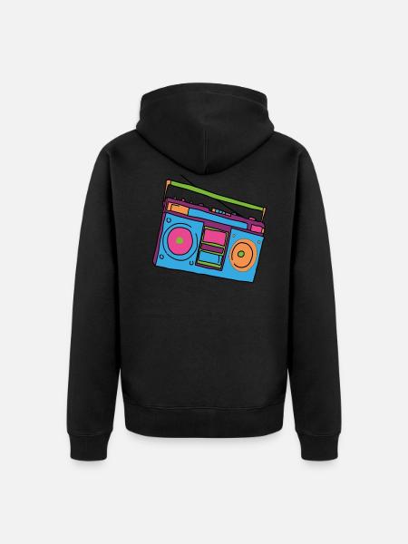 magnétophone Hipster - Veste à capuche bio Premium Unisexe - noir