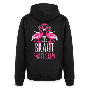 Braut Party Crew JGA Flamingos Eheringe Diamant - Unisex Premium Bio Zip Hoodie - Schwarz - Hinten - Nico (187cm)