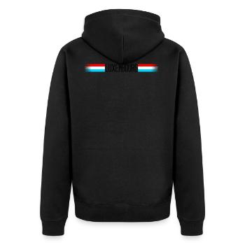 Luxembourg Drapeau / bannière 005 conceptions rondes - Veste à capuche bio Premium Unisexe - noir - Dos - Nico (187cm)