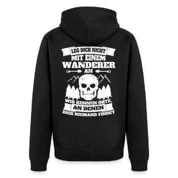 Wanderer Wandern lustiges Geschenk Spruch - Orte - Unisex Premium Bio Zip Hoodie - Schwarz - Hinten - Nico (187cm)