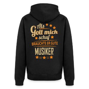 Musiker - T-Shirt lustige Sprüche - Unisex Premium Bio Zip Hoodie - Schwarz - Hinten - Nico (187cm)