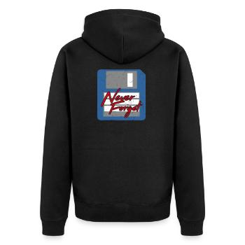 Never Forget Diskette Computer Memory PC Retro - Unisex Premium Organic Zip Hoodie - black - Back - Nico (187cm)