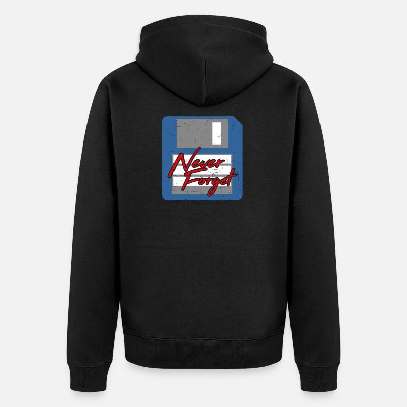Never Forget Diskette Computer Speicher PC Retro - Unisex Premium Bio Zip Hoodie - Schwarz