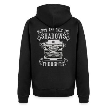 Shadows Of Thoughts Schriftsteller Schreibmaschine - Unisex Premium Bio Zip Hoodie - Schwarz - Hinten - Nico (187cm)