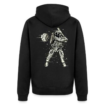 Space Baseball Astronaut Space Ball Bat - Unisex Premium Organic Zip Hoodie - black - Back - Nico (187cm)