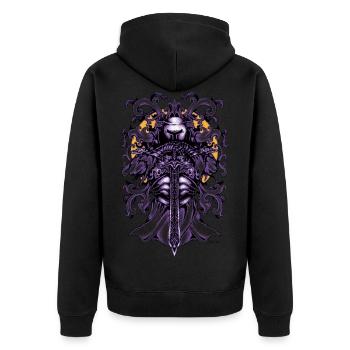 Black Knight - Unisex Premium Bio Zip Hoodie - Schwarz - Hinten - Nico (187cm)