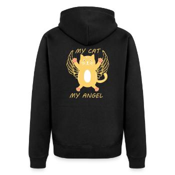 Chat et gueule de bois - Veste à capuche bio Premium Unisexe - noir - Dos - Nico (187cm)