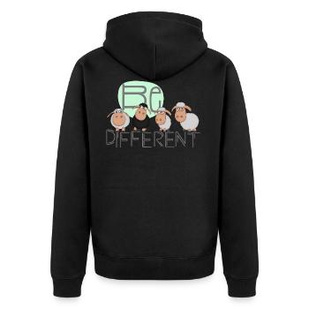 Be different: Special sheep - funny sheep - Unisex Premium Organic Zip Hoodie - black - Back - Nico (187cm)