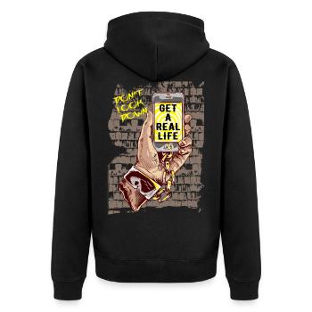 Smartphone mobile phone - Unisex Premium Organic Zip Hoodie - black - Back - Nico (187cm)