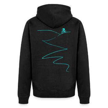 Mountainbike Radsport Fahrrad - Unisex Premium Bio Zip Hoodie - Schwarz - Hinten - Nico (187cm)